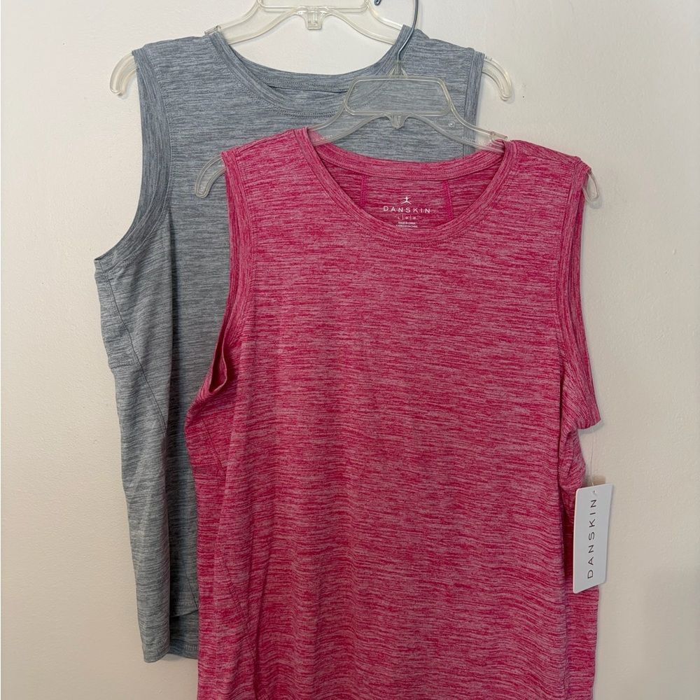 2- NWT Danskin Women's Tank Tops - Heather Pink and Gray